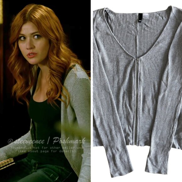 H&M Ribbed Zip Up Cardigan ASO Clary Fray - Picture 2 of 9